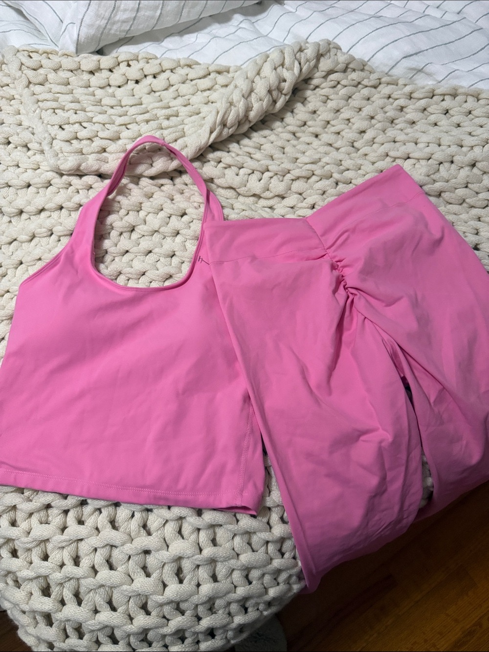 Women’s Pink Halter Crop Top & Legging Set